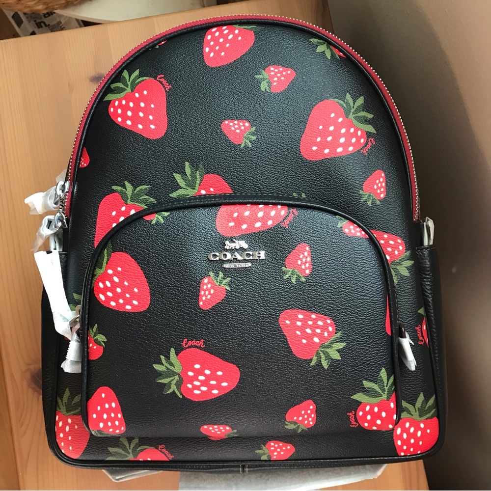 🍓Coach Court Backpack With Wild Strawberry Print - Picture 1 of 13